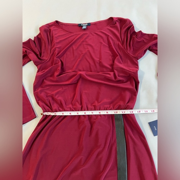 Chaps Red Black waist faux  dress‎ with faux leather detail Sz Small NWT! - Picture 5 of 11